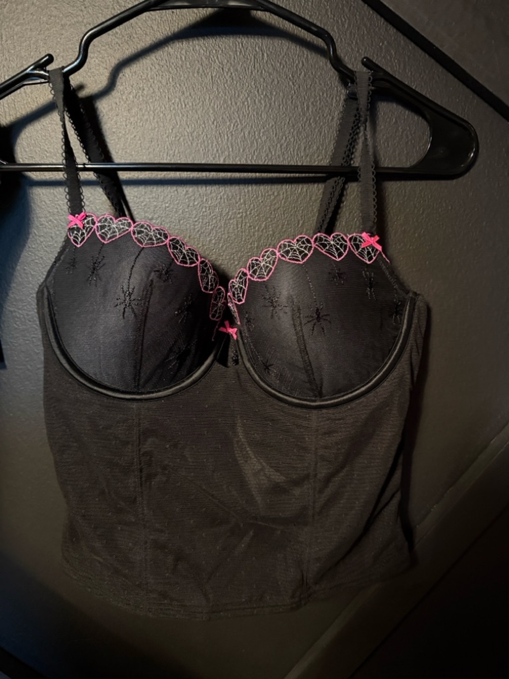 Victoria's Secret Black Bustier with Pink